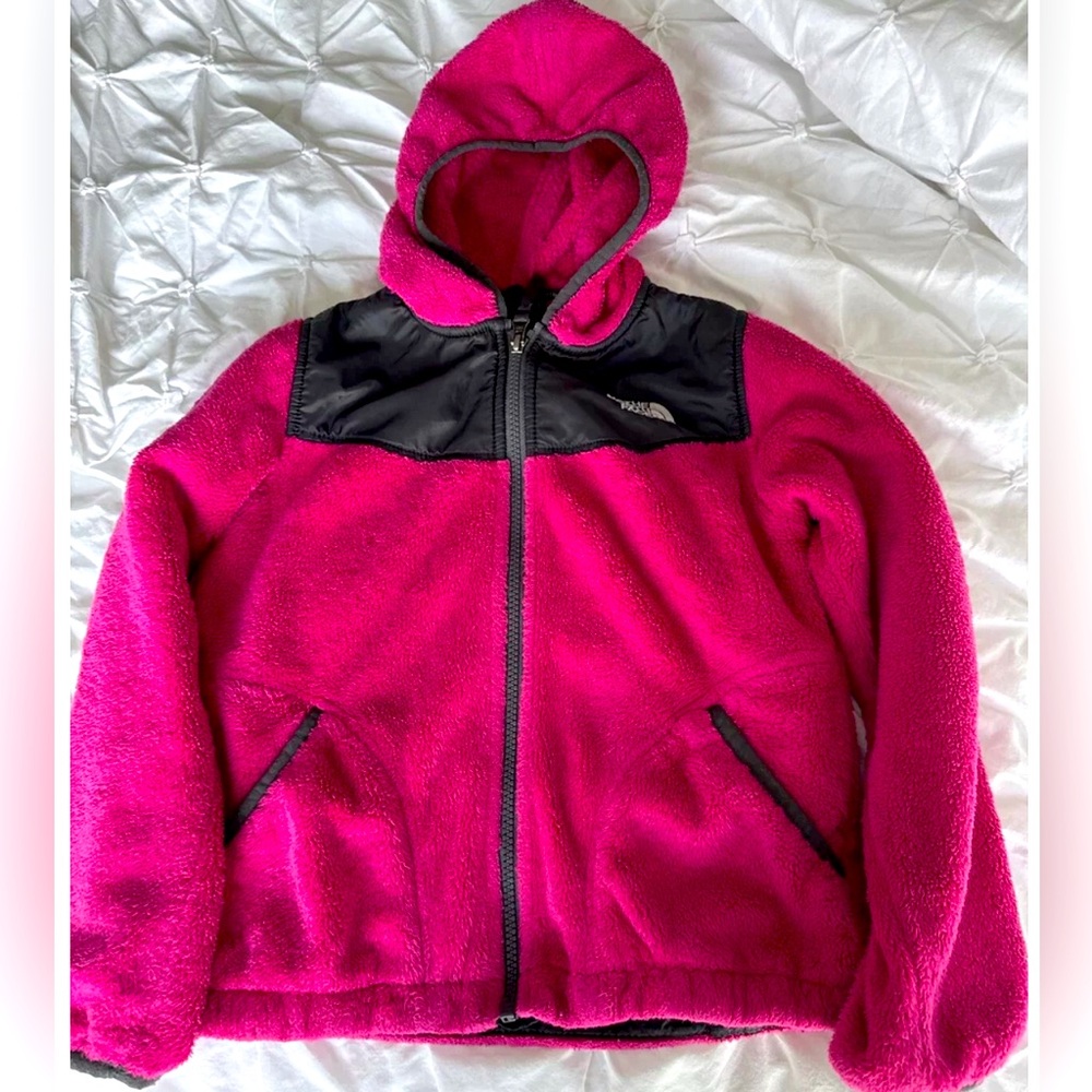 Girls The North Face Fleece Zip Up Size Medium 10/12 Pink Magenta